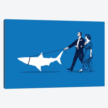 Walking The Shark Canvas Print #RSW383} by Rob Snow Canvas Art