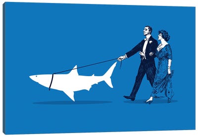 Walking The Shark Canvas Art Print - Rob Snow