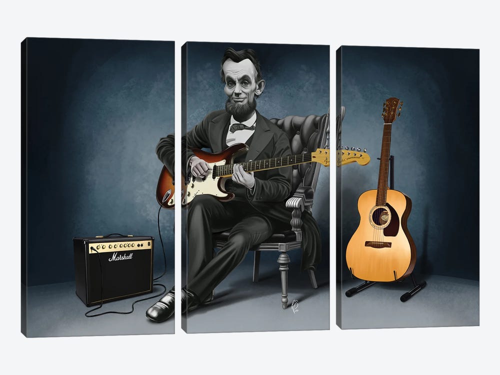 Abraham Lincoln - The Rushmores Riff by Rob Snow 3-piece Canvas Art Print
