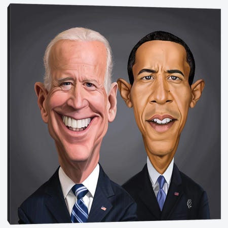 Biden And Barack Canvas Print #RSW407} by Rob Snow Canvas Art