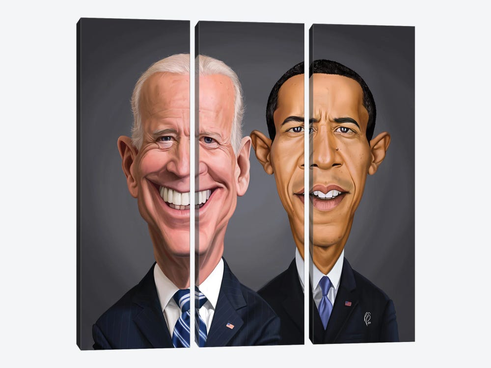 Biden And Barack by Rob Snow 3-piece Canvas Art Print