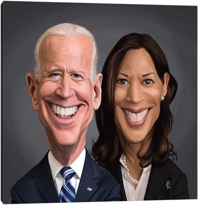 Joe Biden and Kamala Harris Canvas Art Print - Caricature Art