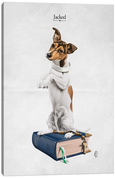 Jacked (Titled) Canvas Art Print - Jack Russell Terrier Art