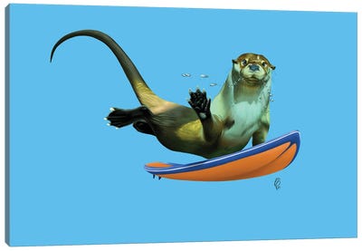Otterly (Colour) Canvas Art Print - Otter Art