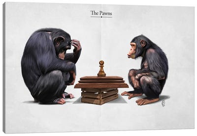 The Pawns (Title) Canvas Art Print - Chimpanzees
