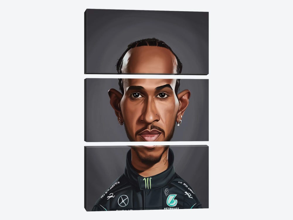 Lewis Hamilton by Rob Snow 3-piece Canvas Wall Art