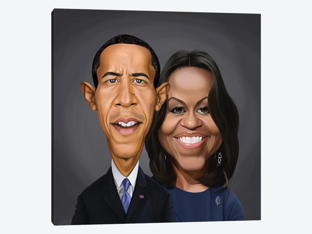 Barack And Michelle Obama by Rob Snow 1-piece Canvas Wall Art