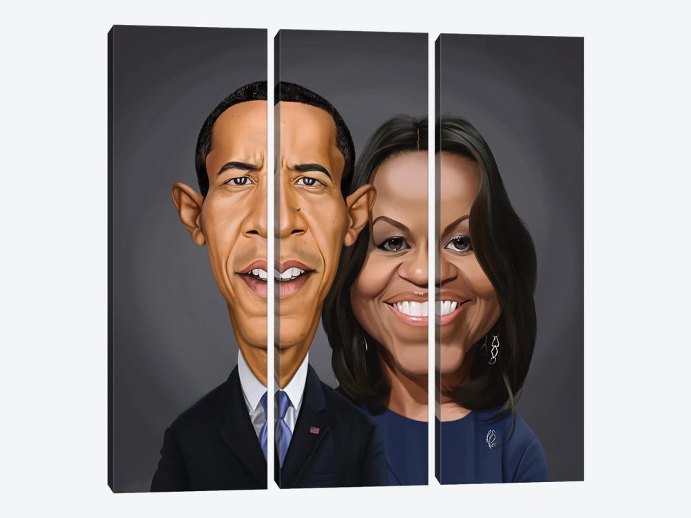 Barack And Michelle Obama by Rob Snow 3-piece Canvas Artwork