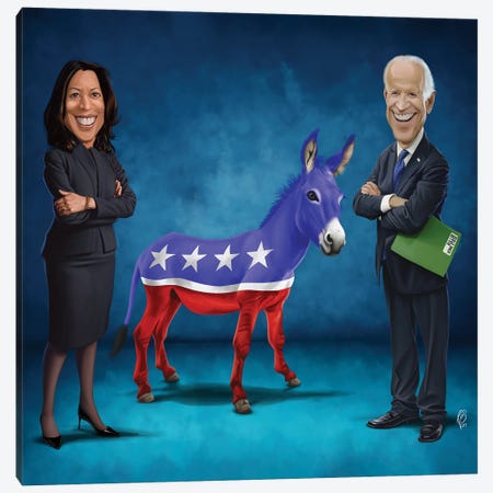 Joe Biden And Kamala Harris With Dem Donkey Canvas Print #RSW475} by Rob Snow Art Print