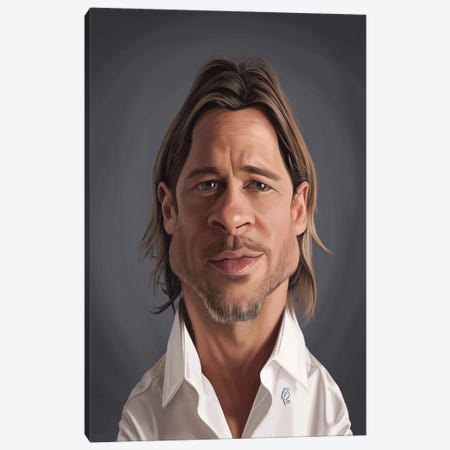 Brad Pitt Canvas Print #RSW494} by Rob Snow Art Print