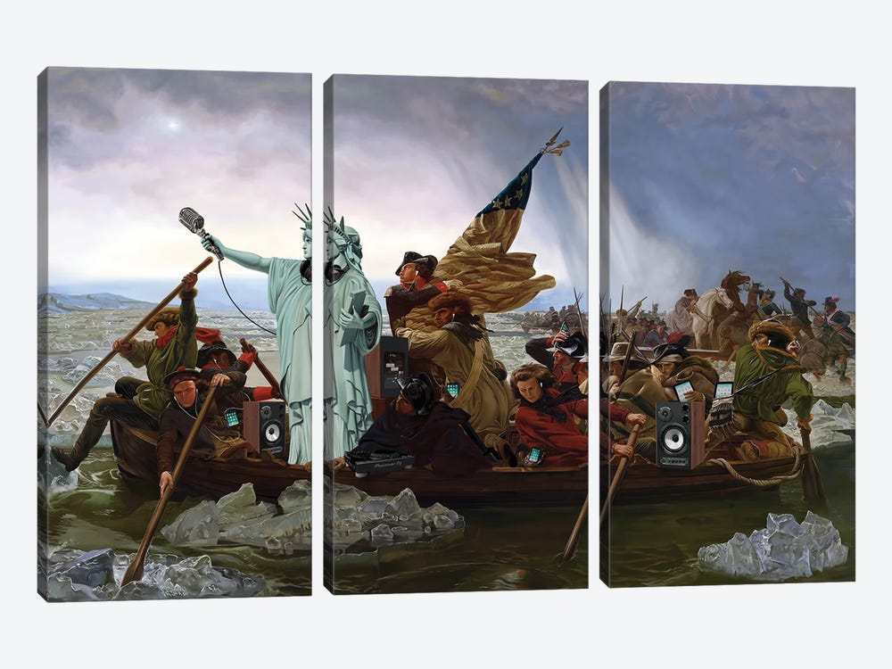 Liberty Crosses The Delaware River by Rob Snow 3-piece Canvas Artwork
