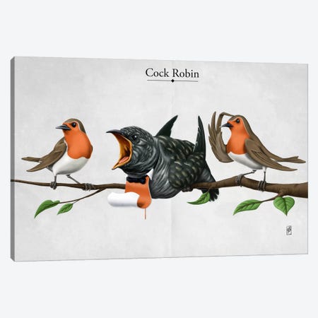 Cock Robin Canvas Print #RSW76} by Rob Snow Canvas Art Print
