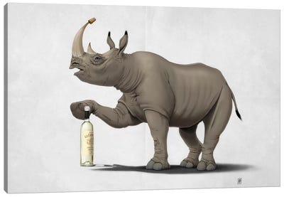 Cork It Dürer! II Canvas Art Print - Rhinoceros Art