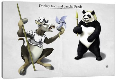 Donkey Xote And Sancho Panda Canvas Art Print - Panda Art