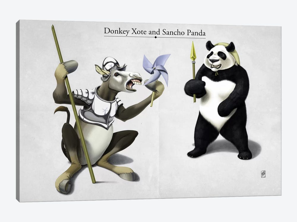 Donkey Xote And Sancho Panda by Rob Snow 1-piece Canvas Print