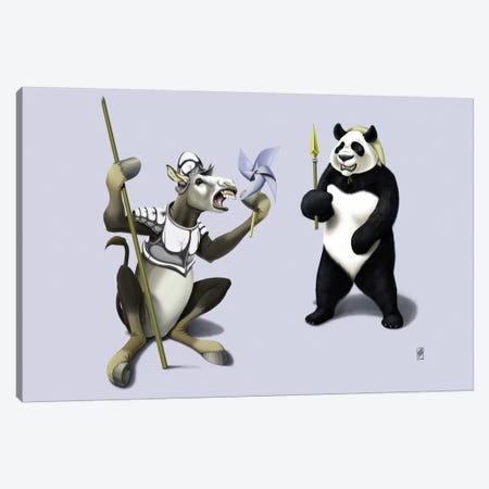 Donkey Xote And Sancho Panda III Canvas Print #RSW85} by Rob Snow Canvas Wall Art