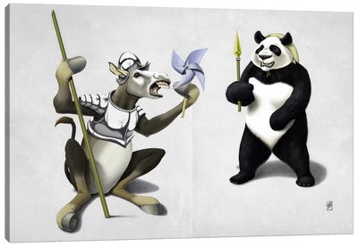 Donkey Xote And Sancho Panda II Canvas Art Print - Panda Art