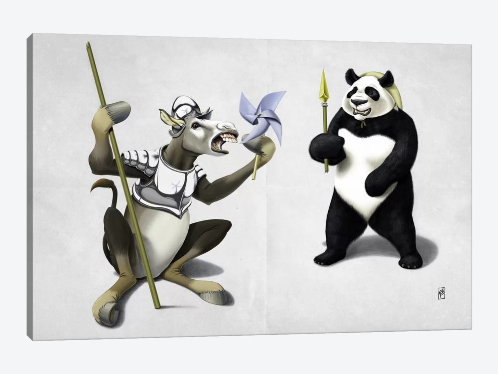 Donkey Xote And Sancho Panda II by Rob Snow 1-piece Art Print