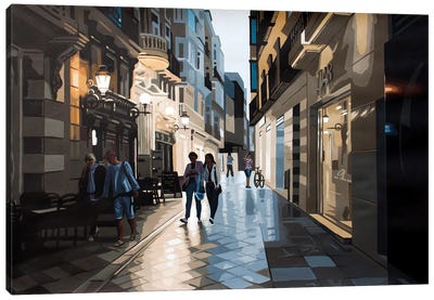 Mayor Street At Sunset Canvas Art Print - Community Of Madrid Art