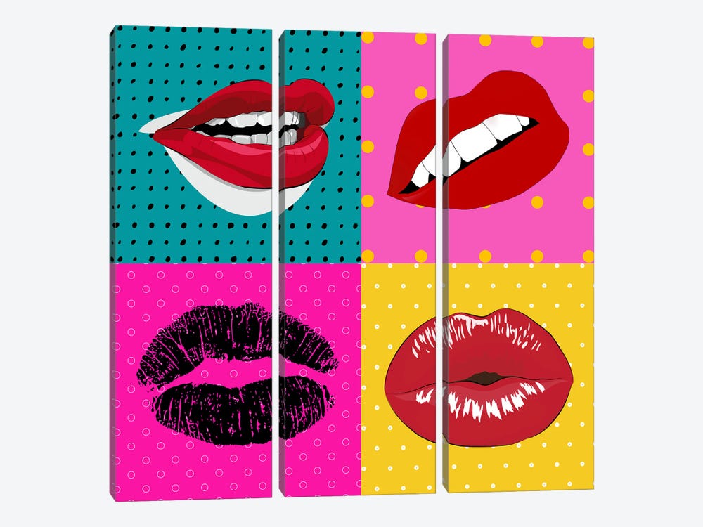 The Symbol Of The Kiss. by George Rosaly 3-piece Canvas Artwork