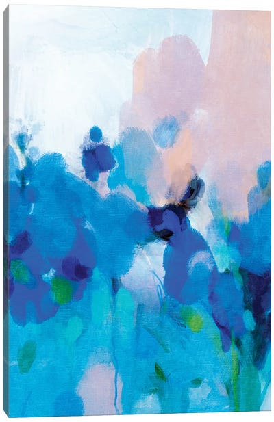 Blue Lilies In Garden Canvas Art Print - Ana Rut Bré