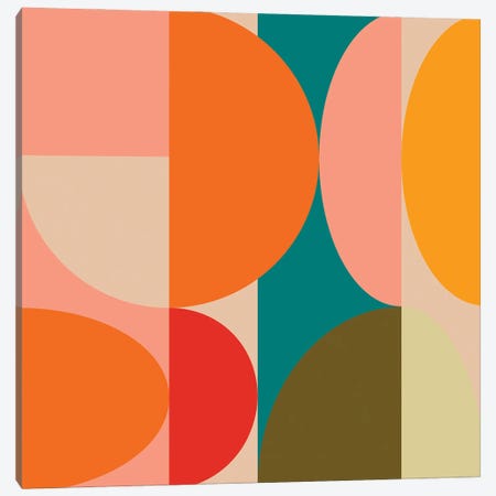 Geometric Mid Century Bauhaus, Round, Variation Canvas Print #RTB135} by Ana Rut Bré Art Print