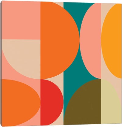 Geometric Mid Century Bauhaus, Round, Variation Canvas Art Print - Geometric Abstract Art