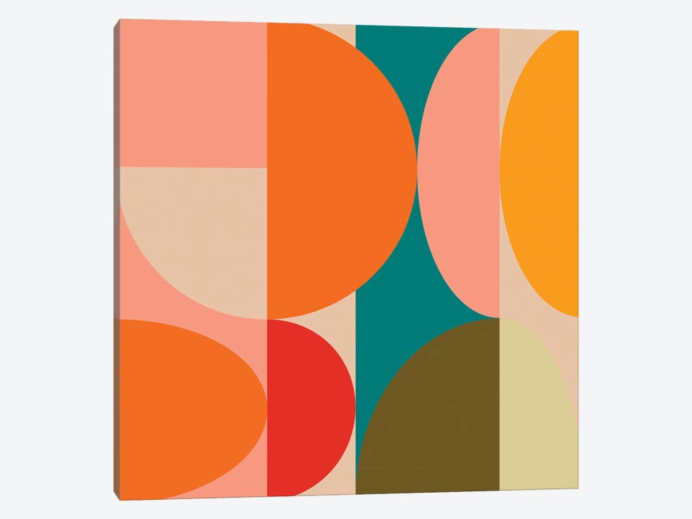 Geometric Mid Century Bauhaus, Round, Variation by Ana Rut Bré 1-piece Canvas Artwork