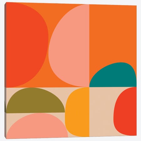 Abstract, Geometric Mid Century Bauhaus, Round Canvas Print #RTB136} by Ana Rut Bré Canvas Print