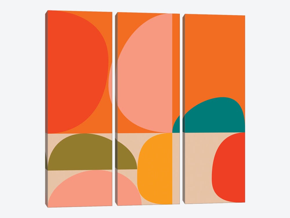 Abstract, Geometric Mid Century Bauhaus, Round by Ana Rut Bré 3-piece Art Print