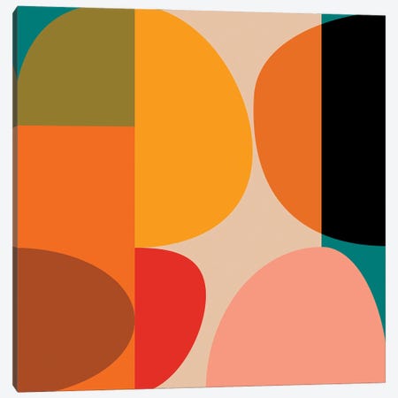 Abstract, Geometric Mid Century Bauhaus, Round, Variation Canvas Print #RTB137} by Ana Rut Bré Canvas Art Print