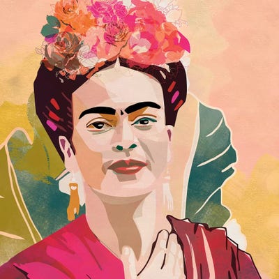 Frida Kahlo Square Canvas Wall Art by Ana Rut Bré | iCanvas