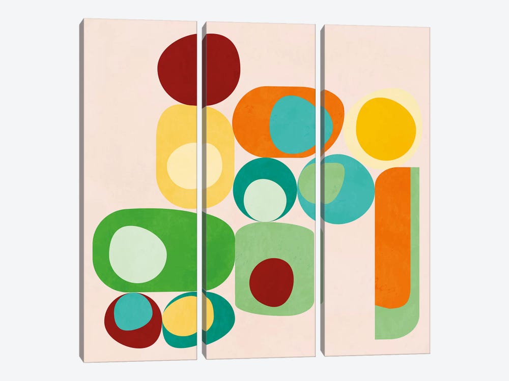 Geometric Mid Century Modern Summer by Ana Rut Bré 3-piece Canvas Art