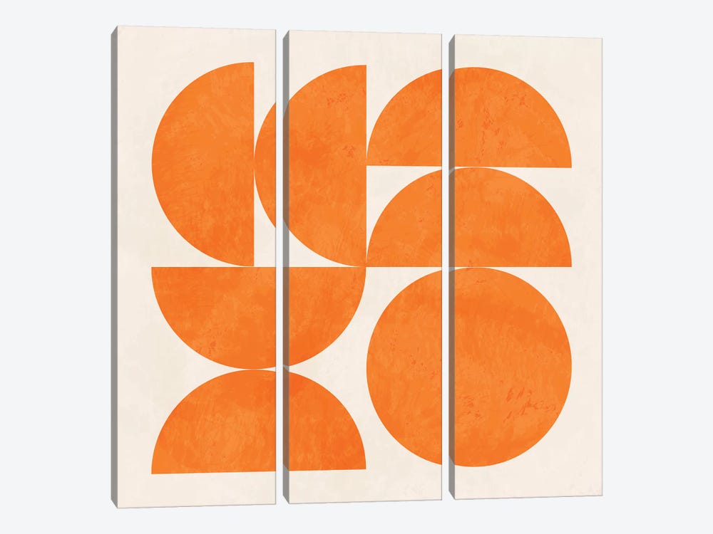 Geometric Shapes Orange by Ana Rut Bré 3-piece Canvas Art Print