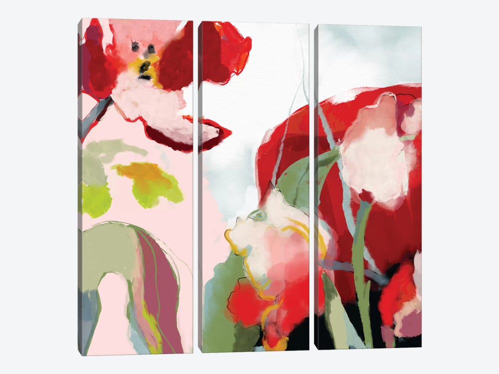 Abstract Bloom Square by Ana Rut Bré 3-piece Canvas Wall Art