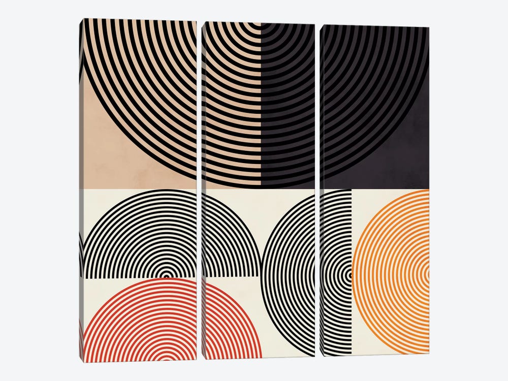 Lines & Shapes Ii by Ana Rut Bré 3-piece Canvas Print
