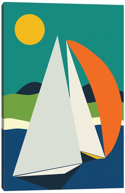 Mid Century Sails Canvas Art Print - Nautical Décor