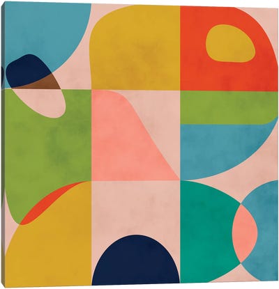 Modern Mid Century Spring Canvas Art Print - Abstract Shapes & Patterns