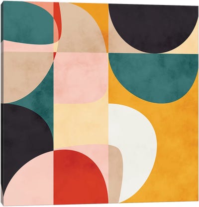 Modern Shapes VII Canvas Art Print - Orange & Teal