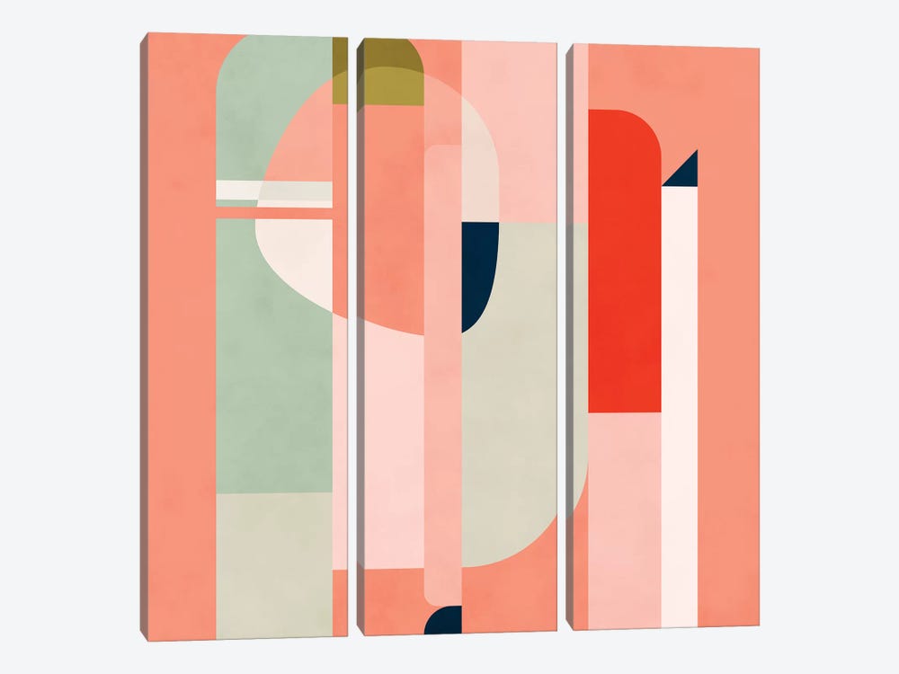 Shapes Modern Peach by Ana Rut Bré 3-piece Canvas Art Print