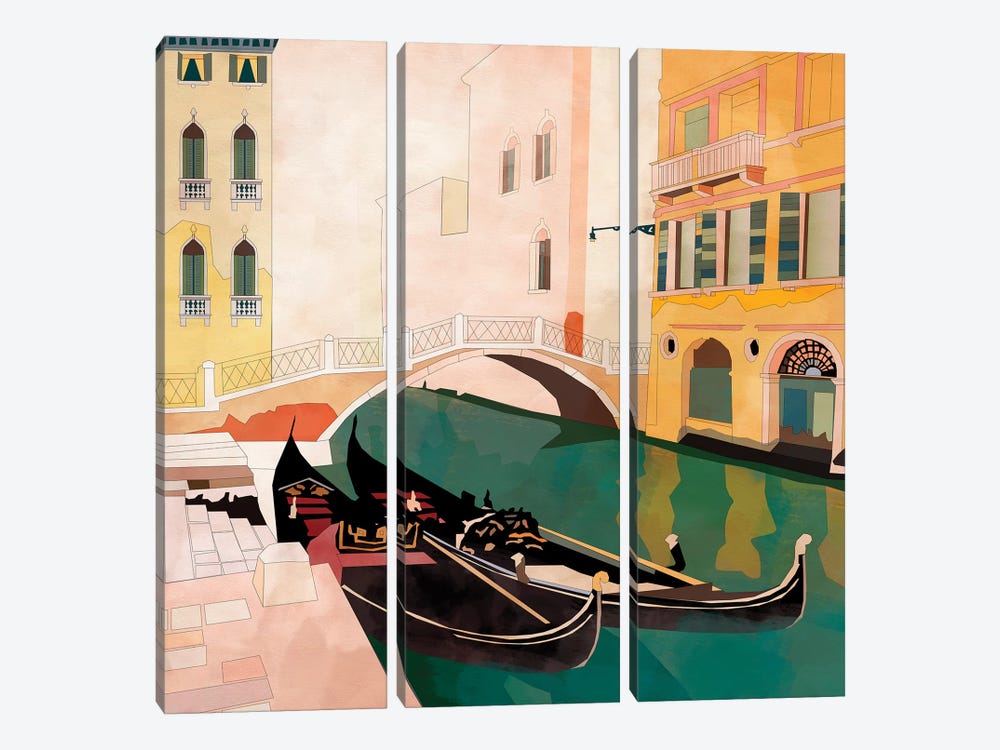 Venice Gondolas I by Ana Rut Bré 3-piece Canvas Art Print