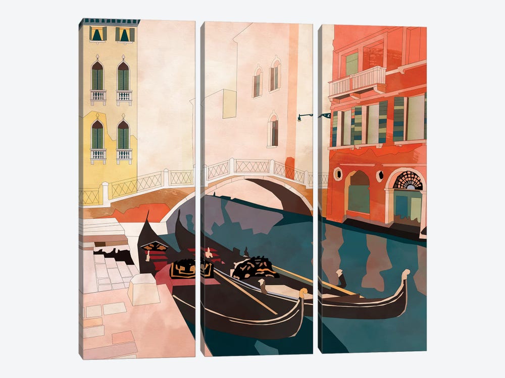 Venice Gondolas II by Ana Rut Bré 3-piece Canvas Wall Art
