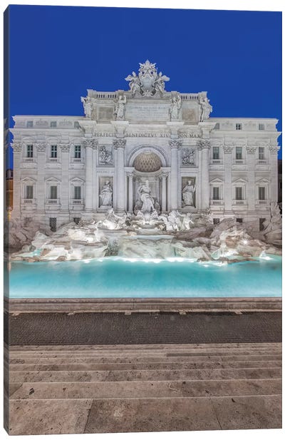 Italy, Rome, Trevi Fountain at dawn Canvas Art Print - Fountain Art