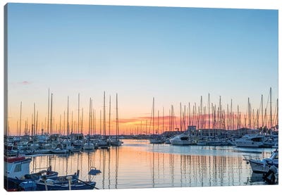 Italy, Sicily, Palermo, Marina sunrise Canvas Art Print - Nautical Scenic Photography