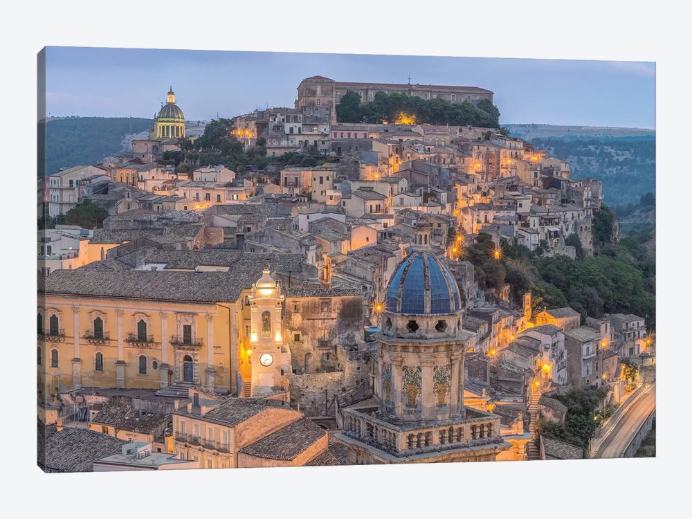 Italy, Sicily, Ragusa, Looking down on Ragusa Ibla at Dusk by Rob Tilley 1-piece Canvas Print