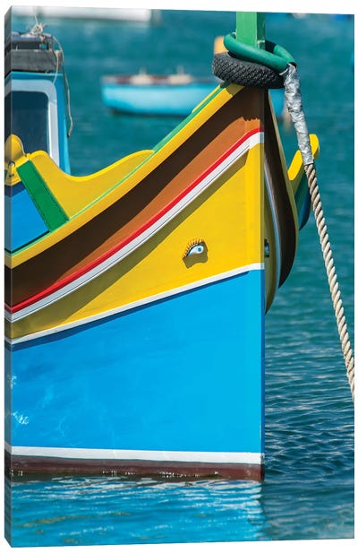 Malta, Marsaxlokk, traditional fishing boat Canvas Art Print