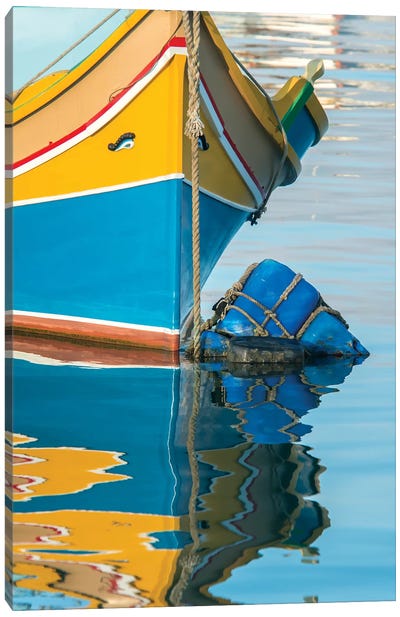 Malta, Marsaxlokk, traditional fishing boat detail I Canvas Art Print