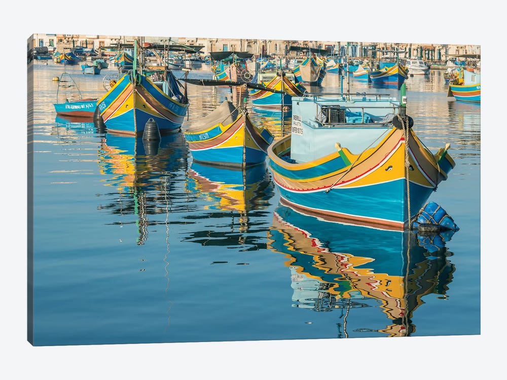 Malta, Marsaxlokk, Traditional Fishing Boats by Rob Tilley 1-piece Art Print