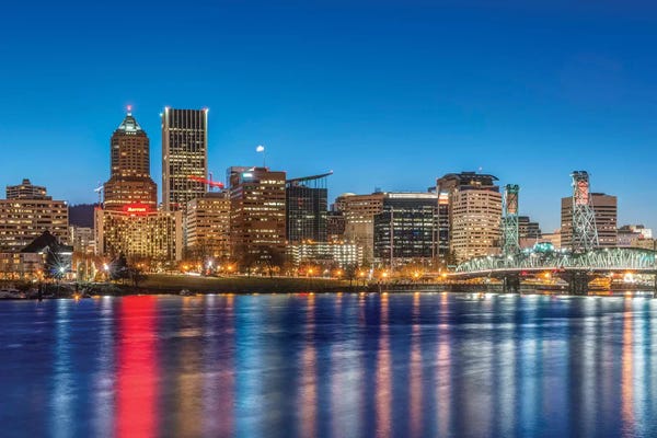 Oregon: USA, Oregon, Portland, Downtown Skyline at Twilight by Rob Tilley