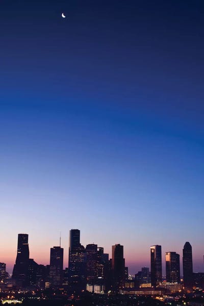 Texas, Crescent Moon Over Houston by Rob Tilley art print